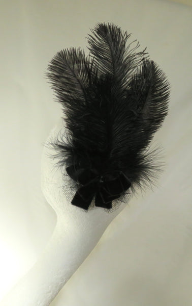 Black Velvet Bow Austen Regency Headpiece