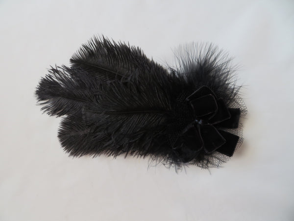 Black Velvet Bow Austen Regency Headpiece