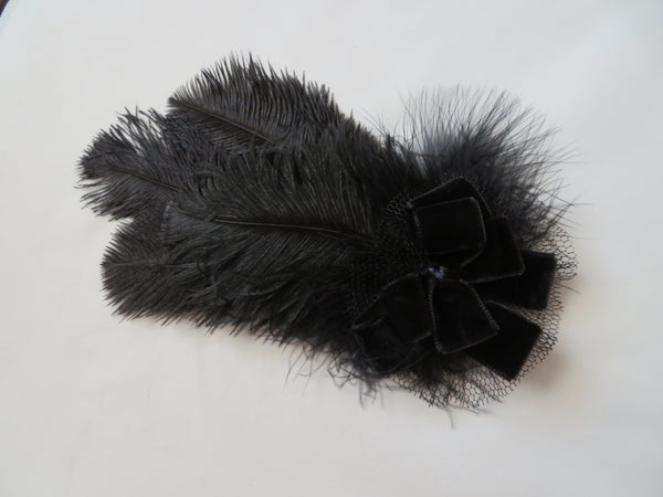 Black Velvet Bow Austen Regency Headpiece