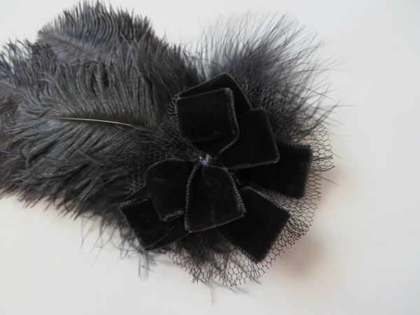 Black Velvet Bow Austen Regency Headpiece