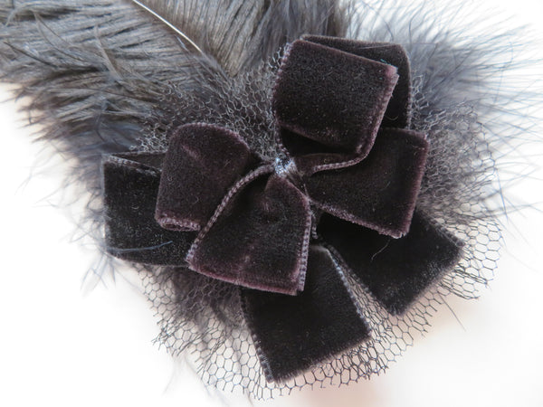 Black Velvet Bow Austen Regency Headpiece
