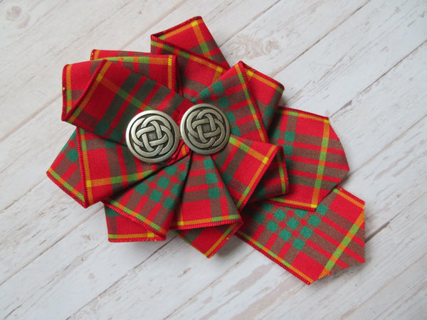 Large Tartan Ruffle Rosette Brooch Pin/ Clip - Made to Order