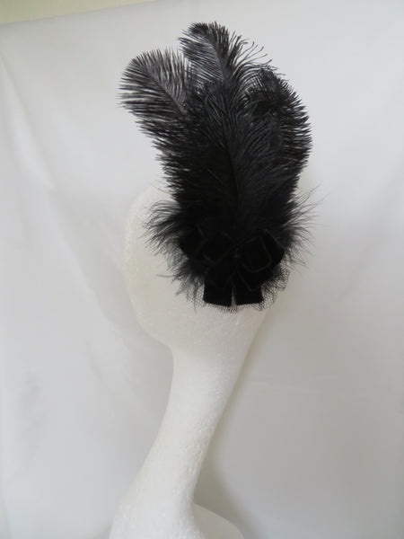 Black Velvet Bow Austen Regency Headpiece