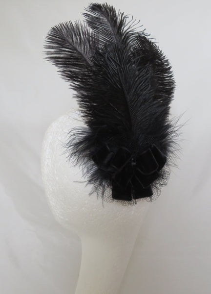 Black Velvet Bow Austen Regency Headpiece