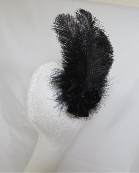 Black Velvet Bow Austen Regency Headpiece