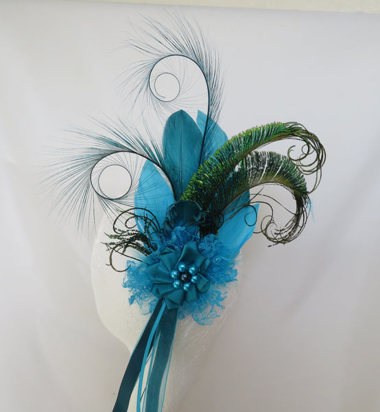 Turquoise Teal Charlotte Statement Regency Headpiece