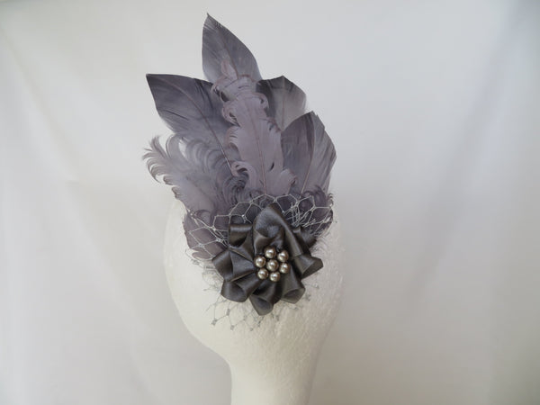 Dove Grey and Silver Darcy Regency Headpiece
