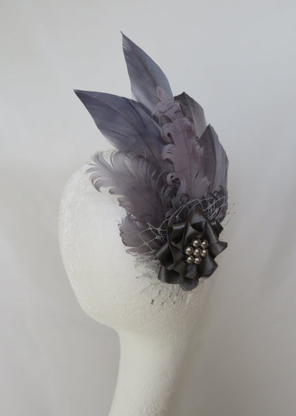 Dove Grey and Silver Darcy Regency Headpiece