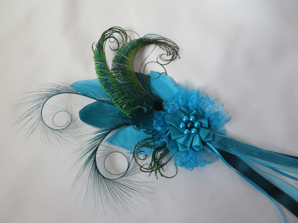 Turquoise Teal Charlotte Statement Regency Headpiece