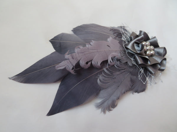 Dove Grey and Silver Darcy Regency Headpiece