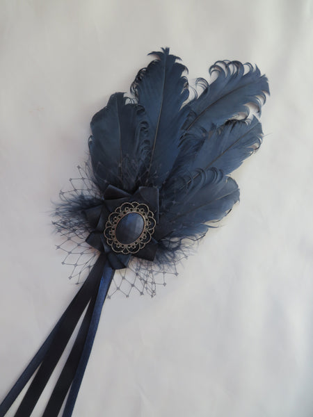 Navy Blue Kitty Regency Headpiece