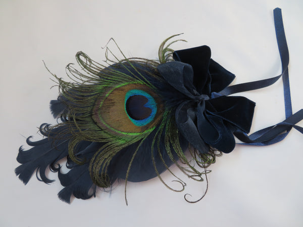 Navy Blue Kitty Regency Headpiece