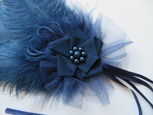 Prussian Blue Austen Regency Headpiece