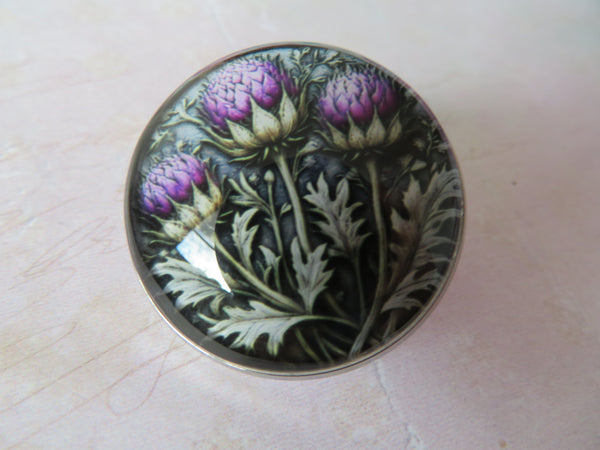 Thistle Glass Domed Brooch Pin