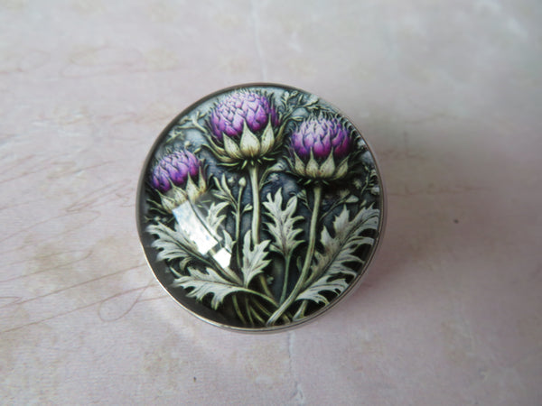 Thistle Glass Domed Brooch Pin