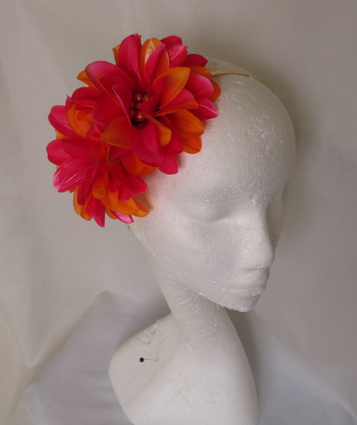 Raspberry Cerise Pink & Orange Penny Blossom Band