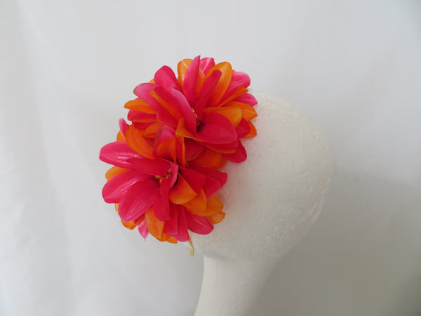 Raspberry Cerise Pink & Orange Penny Blossom Band