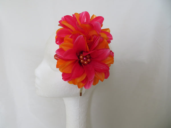 Raspberry Cerise Pink & Orange Penny Blossom Band