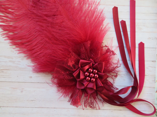 Burgundy Austen Regency Headpiece