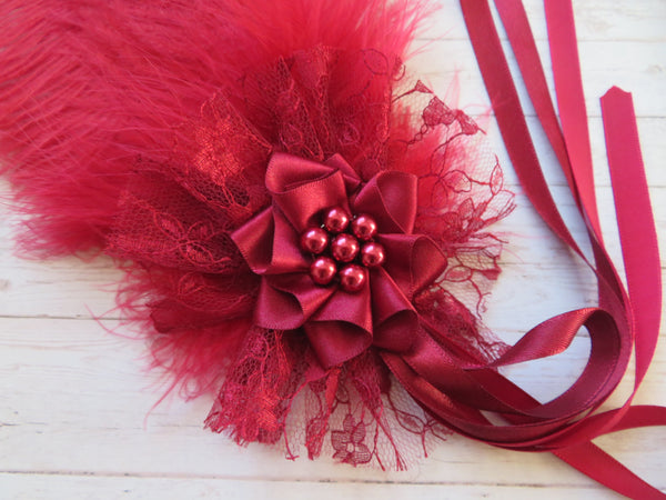 Burgundy Austen Regency Headpiece