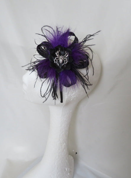 Black & Purple Spider Mina Gothic Fascinator