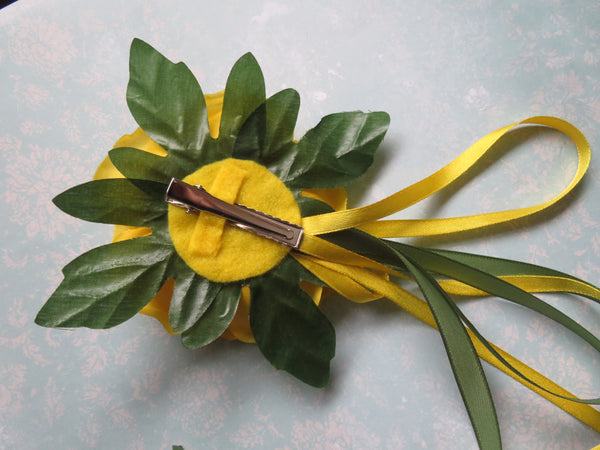 Yellow and Green Rose Flower Clip