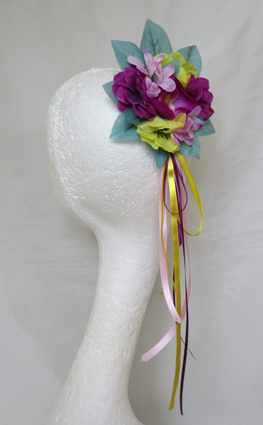 Aqua Pink and Yellow Floral Regency Clip