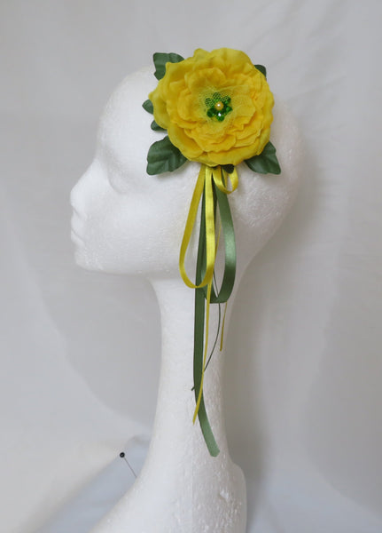 Yellow and Green Rose Flower Clip