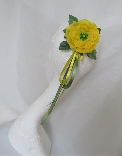Yellow and Green Rose Flower Clip