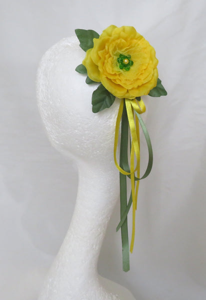 Yellow and Green Rose Flower Clip