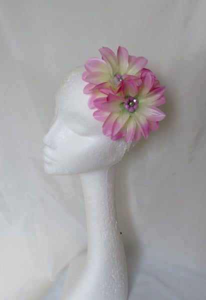 Lavender Pink Ivory & Green Penny Blossom Headband