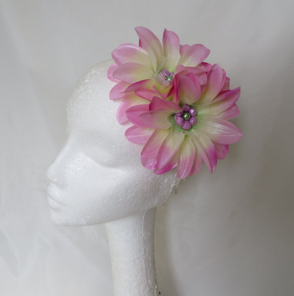 Lavender Pink Ivory & Green Penny Blossom Headband