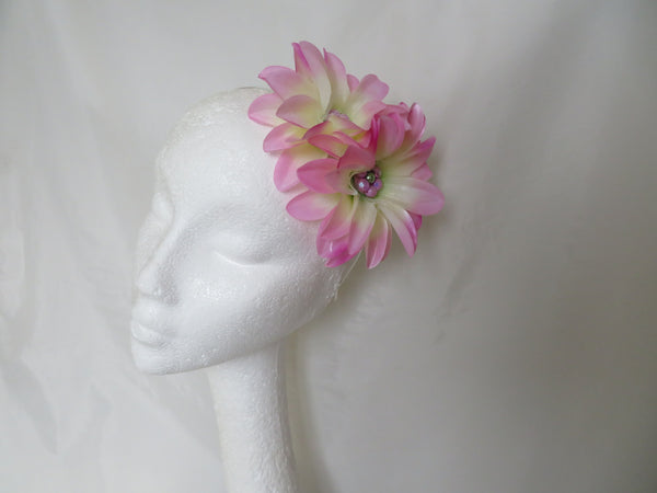 Lavender Pink Ivory & Green Penny Blossom Headband