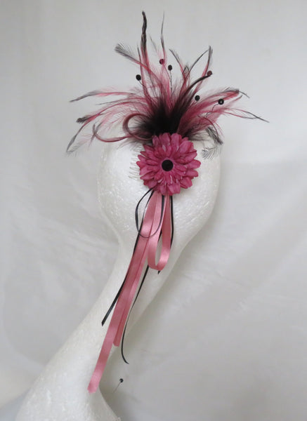 Dusky Rose Pink and Black Regency Headpiece