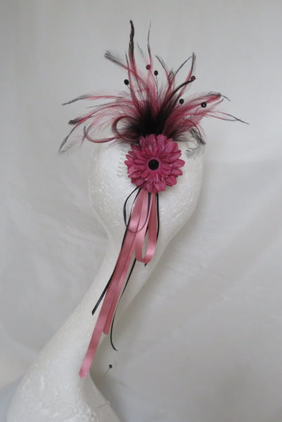 Dusky Rose Pink and Black Regency Headpiece