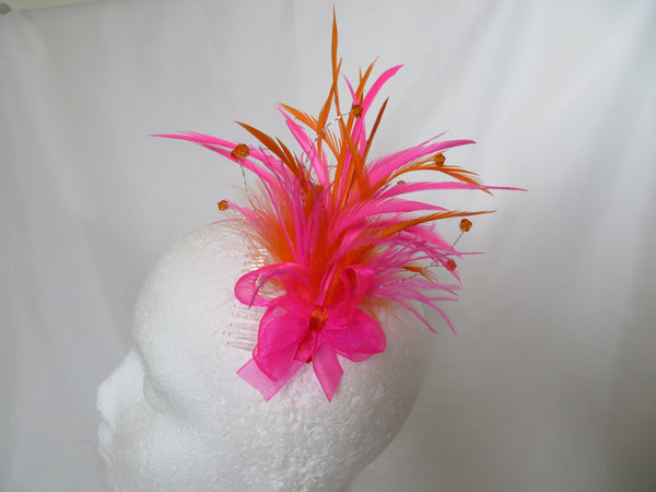 Hot Pink & Orange Neon Feather Fizz