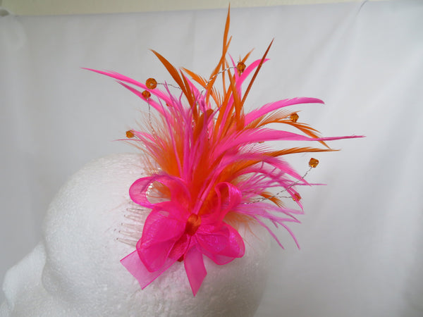 Hot Pink & Orange Neon Feather Fizz