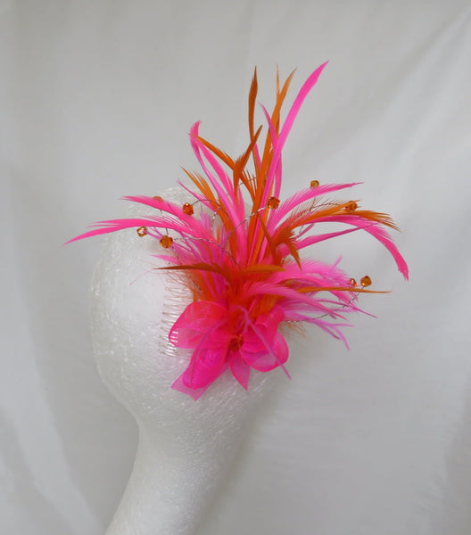 Hot Pink & Orange Neon Feather Fizz