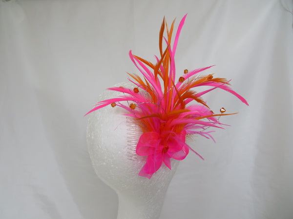 Hot Pink & Orange Neon Feather Fizz