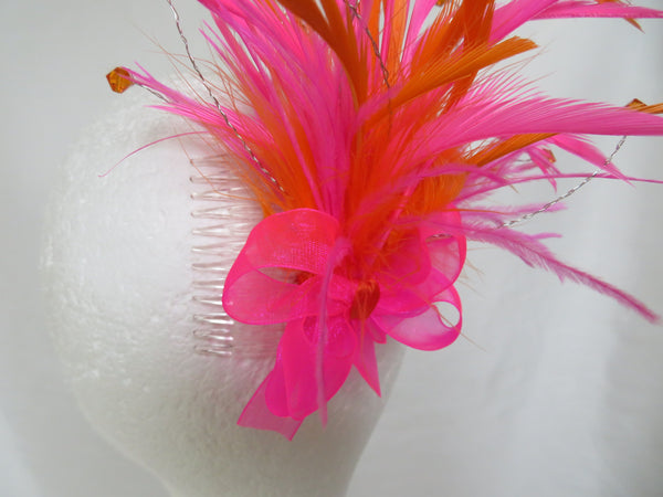 Hot Pink & Orange Neon Feather Fizz