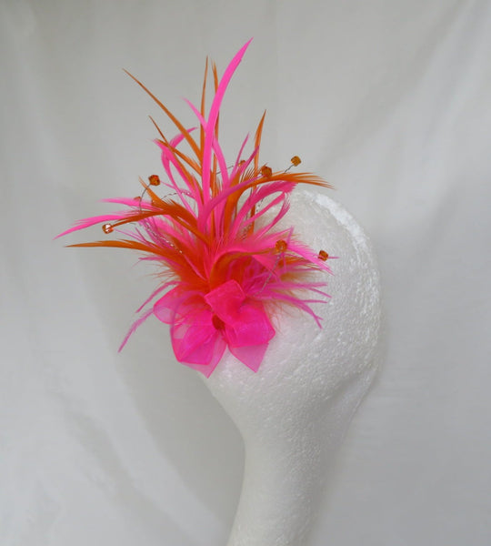 Hot Pink & Orange Neon Feather Fizz