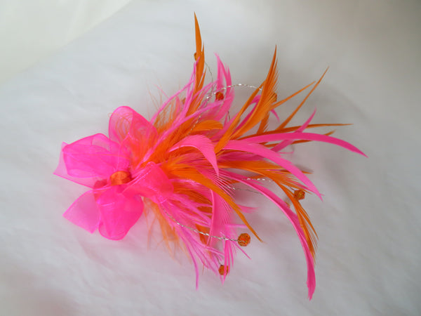 Hot Pink & Orange Neon Feather Fizz