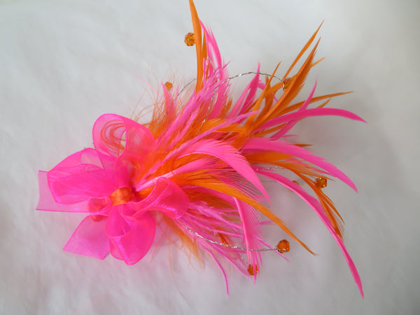 Hot Pink & Orange Neon Feather Fizz