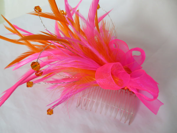 Hot Pink & Orange Neon Feather Fizz