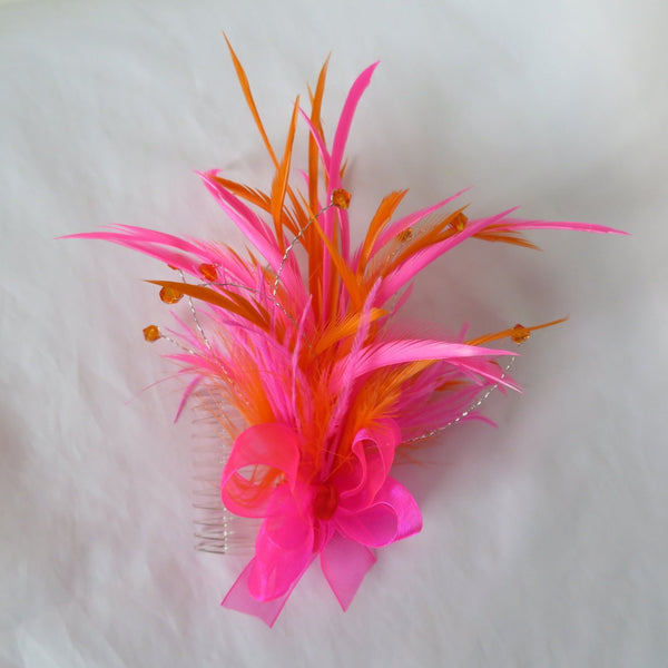 Hot Pink & Orange Neon Feather Fizz