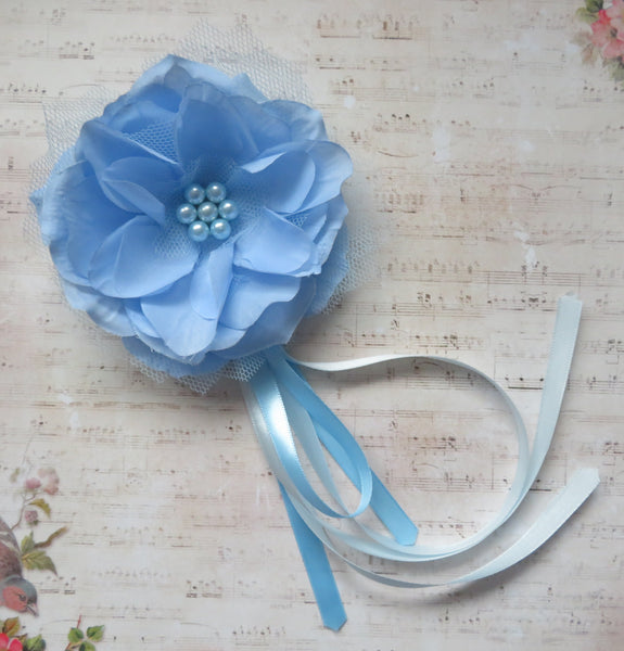 Pale Sky Blue Regency Penny Blossom Hair Clip