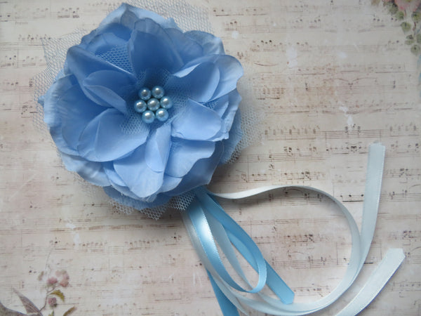 Pale Sky Blue Regency Penny Blossom Hair Clip