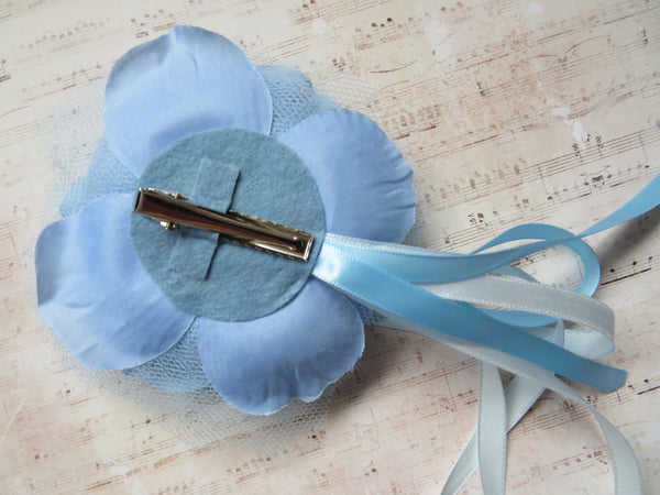 Pale Sky Blue Regency Penny Blossom Hair Clip