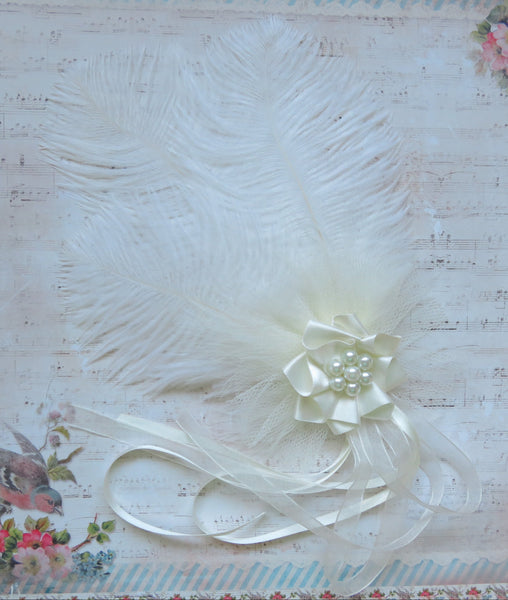 Ivory White Austen Feather Headpiece