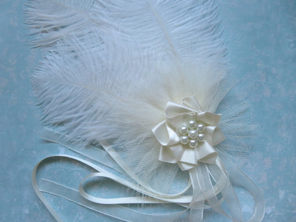 Ivory White Austen Feather Headpiece